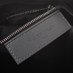 Pre Owned Balenciaga Gris Pyrite Leather Mini Metallic Edge City Bag