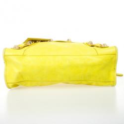 Pre Owned  Balenciaga Yellow Lambskin Leather Giant 21 Gold City Bag