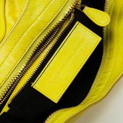 Pre Owned  Balenciaga Yellow Lambskin Leather Giant 21 Gold City Bag