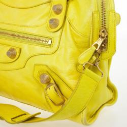Pre Owned  Balenciaga Yellow Lambskin Leather Giant 21 Gold City Bag