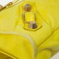 Pre Owned  Balenciaga Yellow Lambskin Leather Giant 21 Gold City Bag