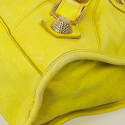 Pre Owned  Balenciaga Yellow Lambskin Leather Giant 21 Gold City Bag