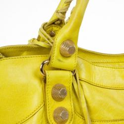Pre Owned  Balenciaga Yellow Lambskin Leather Giant 21 Gold City Bag