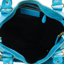 Pre Owned  Balenciaga Turquoise Lambskin Leather Giant 21 Gold City Bag