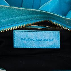 Pre Owned  Balenciaga Turquoise Lambskin Leather Giant 21 Gold City Bag