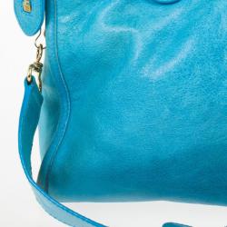 Pre Owned  Balenciaga Turquoise Lambskin Leather Giant 21 Gold City Bag