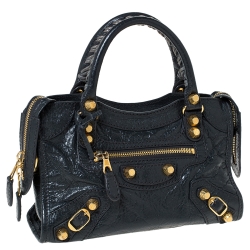Pre Owned Balenciaga Anthracite Leather RGH Mini City Bag 