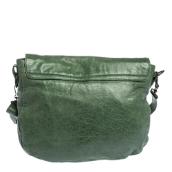 Balenciaga Vert Poker Lambskin Leather Folk Messenger Bag