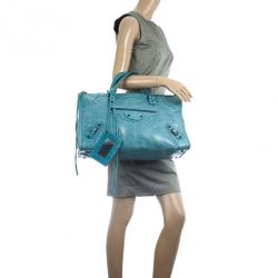 Pre Owned Balenciaga Blue Lambskin Classic Work