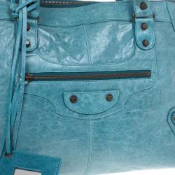 Pre Owned Balenciaga Blue Lambskin Classic Work