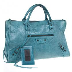 Pre Owned Balenciaga Blue Lambskin Classic Work