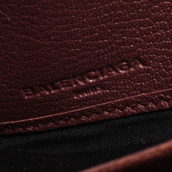 Pre Owned Balenciaga Grenat Leather Classic Metallic Edge Zip Around Wallet