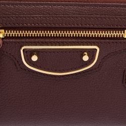 Pre Owned Balenciaga Grenat Leather Classic Metallic Edge Zip Around Wallet