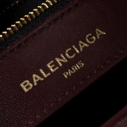 Pre Owned Balenciaga Grenat Leather Mini Metallic Edge City Bag