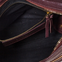 Pre Owned Balenciaga Grenat Leather Mini Metallic Edge City Bag