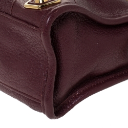 Pre Owned Balenciaga Grenat Leather Mini Metallic Edge City Bag