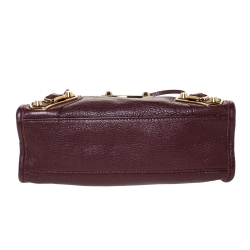 Pre Owned Balenciaga Grenat Leather Mini Metallic Edge City Bag