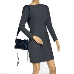 Pre Owned Balenciaga Bleu Obscur Leather Mini RGH City Bag