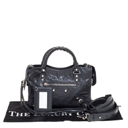 Pre Owned  Balenciaga Grey Leather Mini Classic Edge City Bag