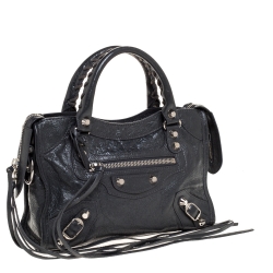 Pre Owned  Balenciaga Grey Leather Mini Classic Edge City Bag
