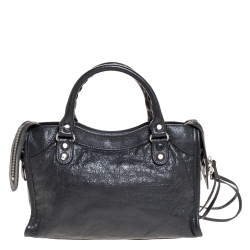 Pre Owned  Balenciaga Grey Leather Mini Classic Edge City Bag