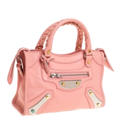 Pre Owned Balenciaga Rose Bonbon Leather SH Metal Plate Tote