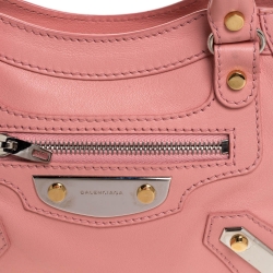 Pre Owned Balenciaga Rose Bonbon Leather SH Metal Plate Tote