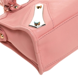 Pre Owned Balenciaga Rose Bonbon Leather SH Metal Plate Tote
