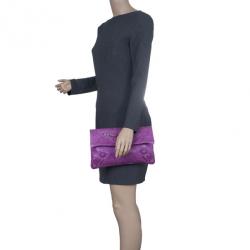 Pre Owned حقيبة كلتش بالنسياغا جاينت إنفيلوب بغطاء جلد بنفسجي