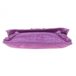 Pre Owned حقيبة كلتش بالنسياغا جاينت إنفيلوب بغطاء جلد بنفسجي