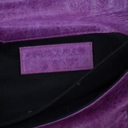 Pre Owned حقيبة كلتش بالنسياغا جاينت إنفيلوب بغطاء جلد بنفسجي