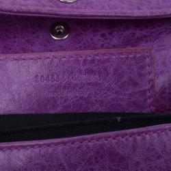 Pre Owned حقيبة كلتش بالنسياغا جاينت إنفيلوب بغطاء جلد بنفسجي
