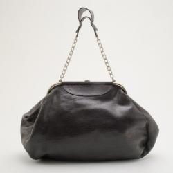 مملوكة مسبقًا Balenciaga Black Leather Folding Framed Purse