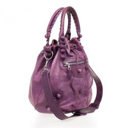 مملوكة مسبقًا Balenciaga Purple Lambskin Giant Covered Pompon