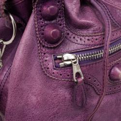 مملوكة مسبقًا Balenciaga Purple Lambskin Giant Covered Pompon