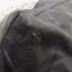 Pre Owned Balenciaga Floral Cotton & Black Chèvre Leather Work Bag