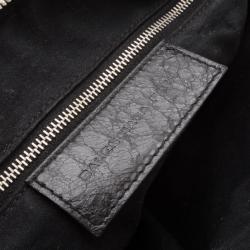 Pre Owned Balenciaga Floral Cotton & Black Chèvre Leather Work Bag