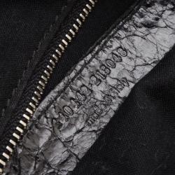 Pre Owned Balenciaga Floral Cotton & Black Chèvre Leather Work Bag