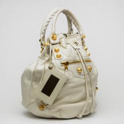 Pre Owned Balenciaga Giant 12 Rose Gold Mini Pompon Gris Tarmac Handbag