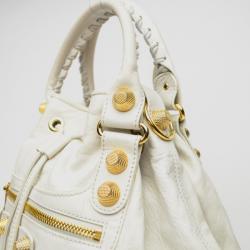 Pre Owned Balenciaga Giant 12 Rose Gold Mini Pompon Gris Tarmac Handbag