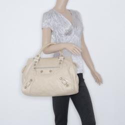 Pre Owned Balenciaga Praline Lambskin Leather Giant Midday Bag