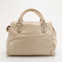 Pre Owned Balenciaga Praline Lambskin Leather Giant Midday Bag