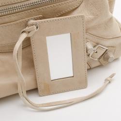 Pre Owned Balenciaga Praline Lambskin Leather Giant Midday Bag