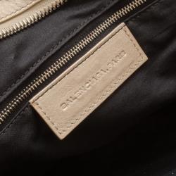 Pre Owned Balenciaga Praline Lambskin Leather Giant Midday Bag