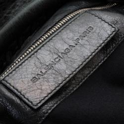 Pre Owned Balenciaga Black Lambskin 'Balhand' Large Bucket Hobo