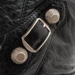 Pre Owned Balenciaga Black Lambskin 'Balhand' Large Bucket Hobo