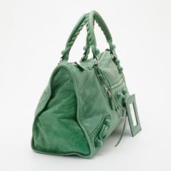 Pre Owned Balenciaga Green Giant Brogues Work Bag