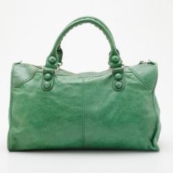 Pre Owned Balenciaga Green Giant Brogues Work Bag