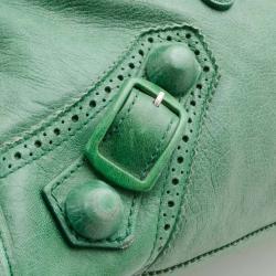 Pre Owned Balenciaga Green Giant Brogues Work Bag
