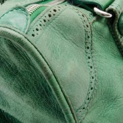 Pre Owned Balenciaga Green Giant Brogues Work Bag